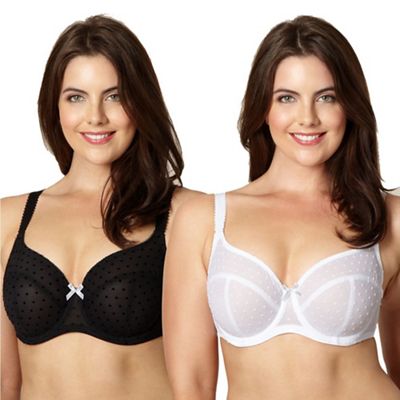 Gorgeous DD+ Pack of two black and white flocked spot t-shirt bras